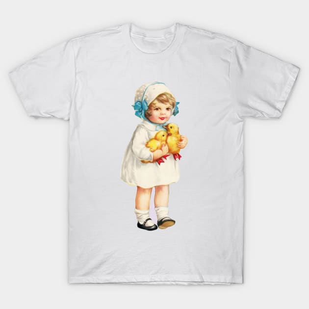 Vintage Easter Girl with Chicks T-Shirt by dcohea